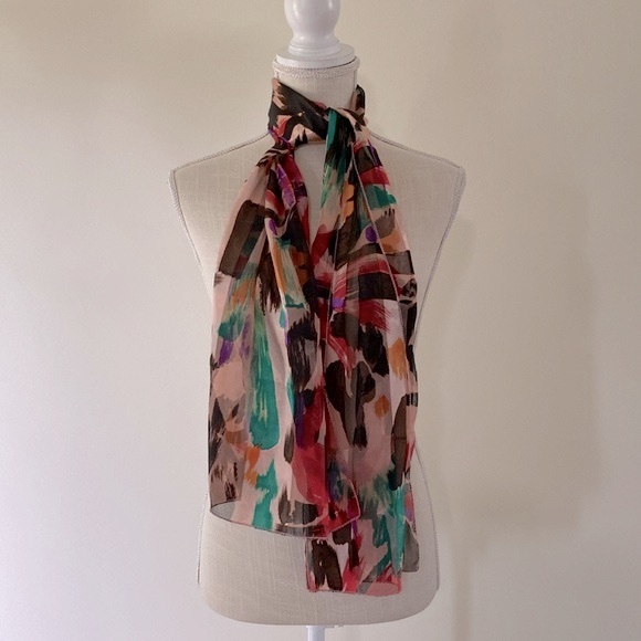 Satin stripe lightweight multi color paint 🎨 fashion scarf design silk feel - Picture 9 of 13